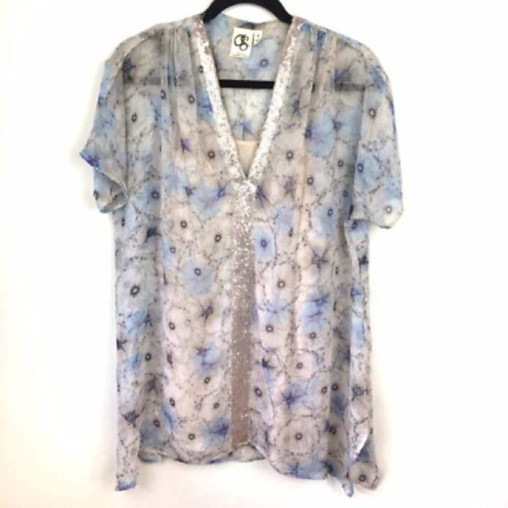 CB by Corey Lynn Calter Sheer Beaded Blouse Top – Size M